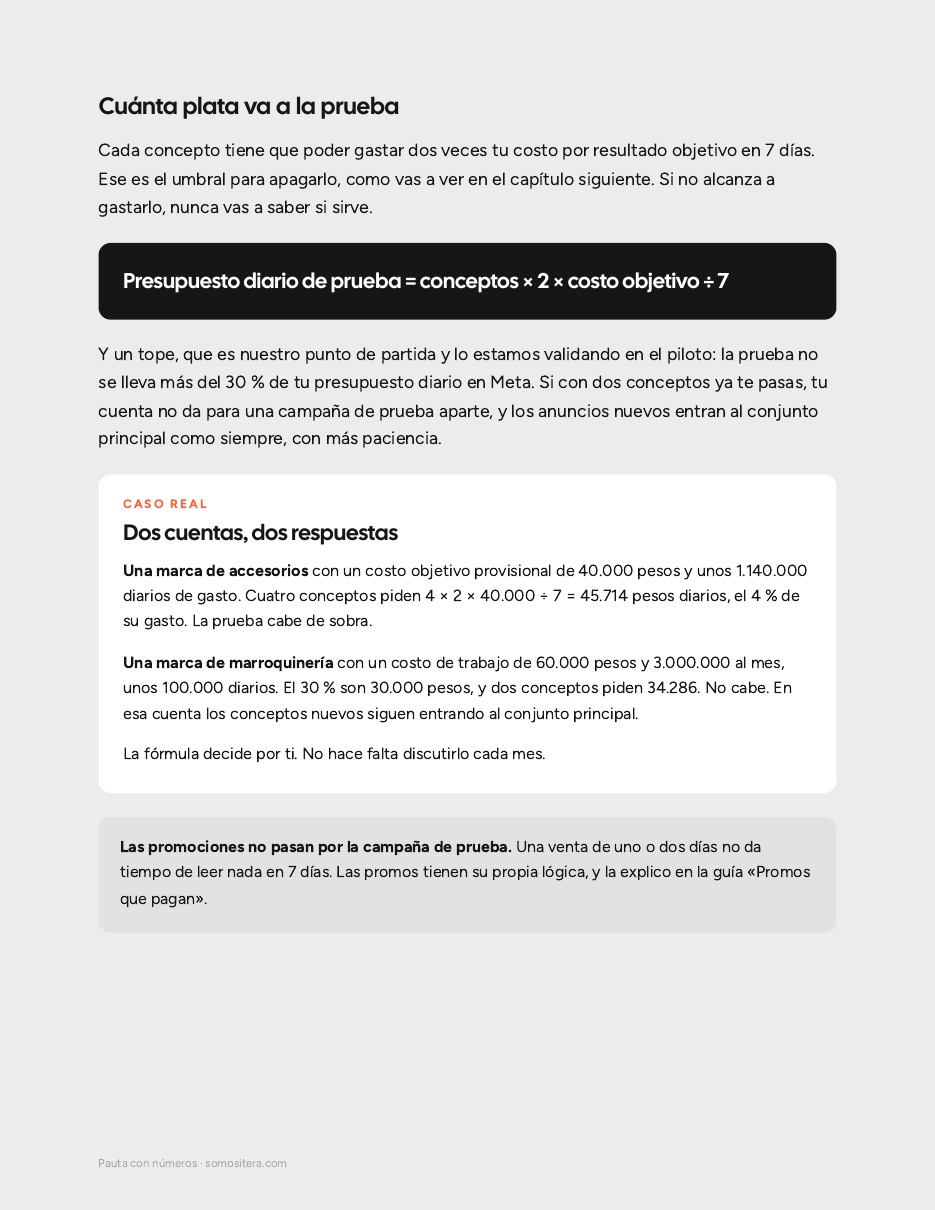 Página del capítulo sobre la campaña de prueba