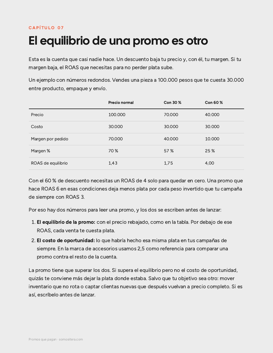 El equilibrio de una promo